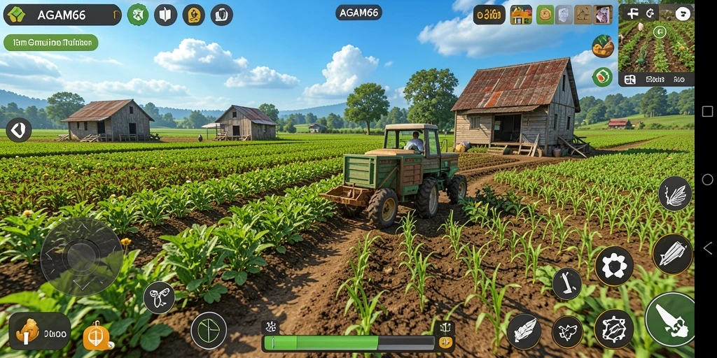 Screenshot gameplay AGAM66 menampilkan aktivitas pertanian yang seru dan interaktif.