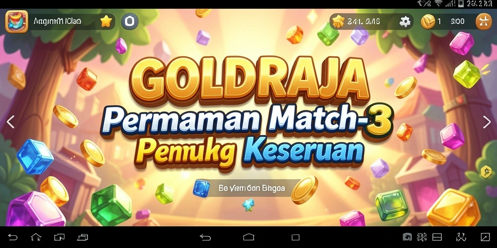 Screenshot gameplay GOLDRAJA menampilkan kombinasi elemen warna-warni.
