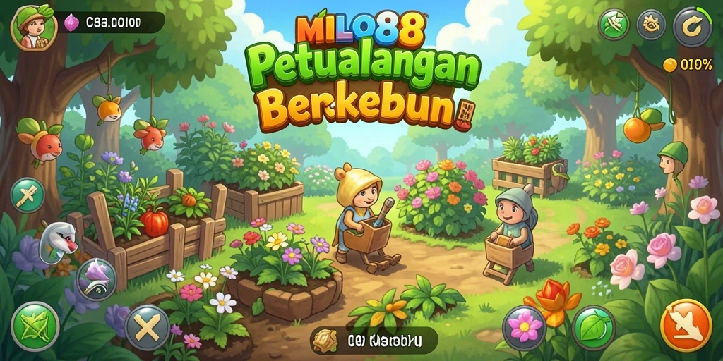 Screenshot utama <strong>MILO88</strong> menampilkan ladang yang penuh dengan tanaman hijau.