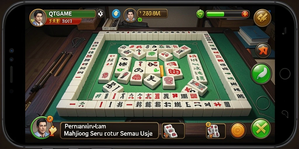 Tampilan menarik dari gameplay QTGAME Mahjong yang mendebarkan.