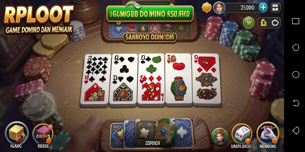 Tampilan gameplay di RPLOOT dengan kartu Domino yang menarik.