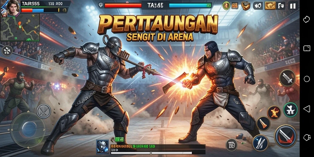 Screenshot TAR555 yang menunjukkan aksi pertarungan mendebarkan.