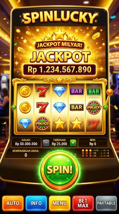 Tampilan antarmuka aplikasi spinlucky yang ramah pengguna.